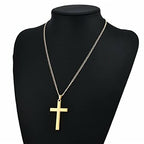 Cross Necklace for Men Silver Premium Alloy Solid Color Cross Pendant Necklace for Men Women Teens - color: Glod-20inch