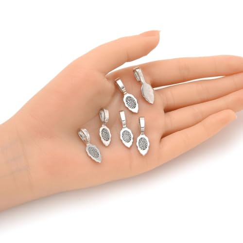 200pcs 26mm Glue On Jewelry Bail Pendant Clasp Antique Silver 15mm (0.6 Inch) Leaf Flat Pad Base Bulk for DIY Craft Jewelry Making MC-P2 - color: Antique silver, size: 26mm (1") Leaf- 200pcs