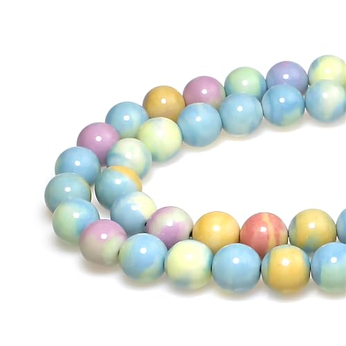 MJDCB Natural Stone Beads 6mm 60pcs Round Rainbow Stone Loose Gemstone Bead Charms for Jewelry Making Bracelet Necklace Earring Pendant - color: Rainbow Stone, size: 6mm