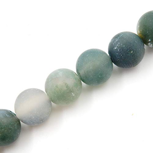 Matte Gemstone Beads for Jewelry Making, Sold per Bag 5 Strands Inside (Matte Moss Agate, 6mm) - color: Moss Agate, size: matte 6mm