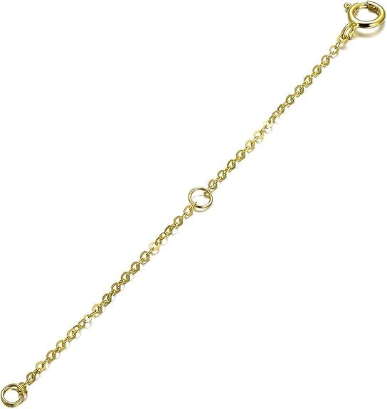 14K Gold Chain Extender for Women, Yellow Gold/White Gold/Rose Gold Adjustable Gold Necklace Anklet EXtension Chain, Available in 2/3/4 Inch - color: Yellow Gold, size: 2 Inch