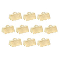 uxcell 30Pcs Ribbon End Crimp Clamps, 10.5mm Pinch Cord End Clasps Stainless Steel Curled Bead Clasp for Ribbon Lace Bookmark Ends Keychain DIY Making, Gold - size: 10.5mm