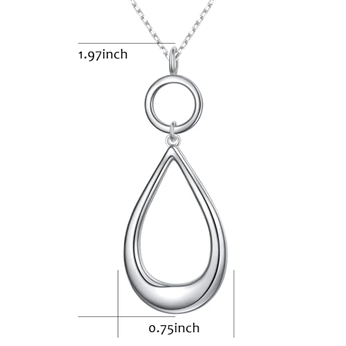 Long Necklace Sterling Silver Larait Bar Y Lariat Long Chain Drop Adjustable Necklace Gift for Her, 30" - style: Long Chain Teardrop Necklace