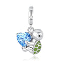 S925 Bead Dangle Charms for Bracelets Necklaces, Compatible with Pandora, Jewelry Making - style: Green Turtles Charms with Blue Heart
