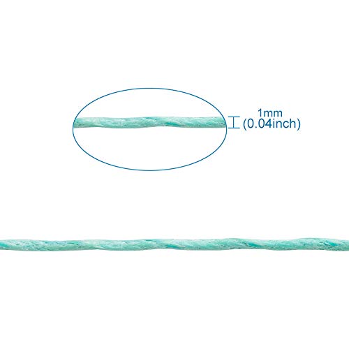 100 Yards Aquamarine Waxed Cotton Cord Threads Braided Beading Cord Strings Bracelet Necklace Wire 1mm with Spool for DIY Sewing Jewelry Crafts Making Macrame Supplies - color: Aquamarine, size: 1mm