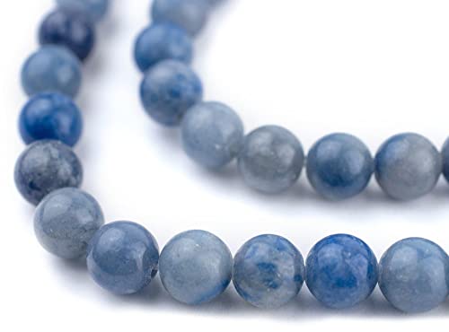 The Bead Chest Round Blue Aventurine Beads (8mm): Organic Gemstone Round Spherical Energy Stone Healing Power Crystal for Jewelry Bracelet Mala Necklace Making - color: Blue Aventurine, size: 8mm