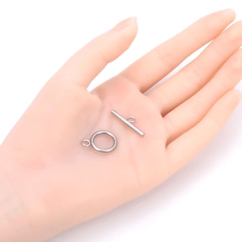 20pcs Adabele 304 Grade Surgical Stainless Steel 15mm (0.6 inch) Toggle Clasp Thick Sturdy T-Bar Closures Connector for Craft Jewelry Making SJF181-2 - size: Toggle clasp - 15mm