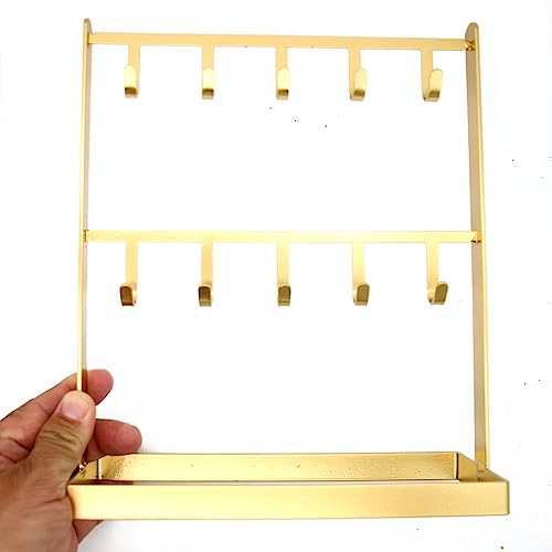 LXZ 1 PC Tabletop Hook Rack – Jewelry Stand Holder – Golden Hangers for Necklaces Keys Brace laces Ear Rings - color: Gold