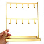 LXZ 1 PC Tabletop Hook Rack – Jewelry Stand Holder – Golden Hangers for Necklaces Keys Brace laces Ear Rings - color: Gold
