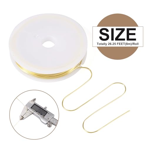Cheriswelry 0.8mm 20 Gauge Jewelry Wire Gold Copper Beading Wire Tarnish Resistant Wire Bendable Wire for DIY Crafts Jewelry Making Necklace Earring Bracelet, 26.25 Feet - size: 20 Gauge(0.8mm)