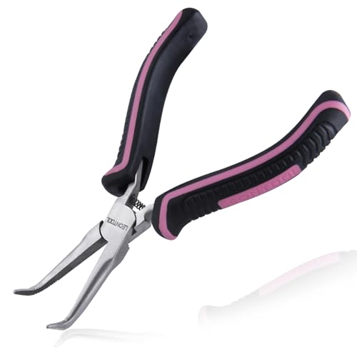 Mini Bent Needle Nose Pliers with Serrated Jaw, Soft Grip for Jewelry Making, Wire Wrapping and Object Gripping - style: Bent Needle Nose Plier Serrated Jaws