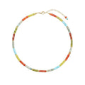 Handmade Natural Gemstone Beaded Necklace for Women, Cultured Freshwater Pearl Choker with Adjustable Extension Chain, Boho Healing Crystal Jewelry Collection - color: e Colorful