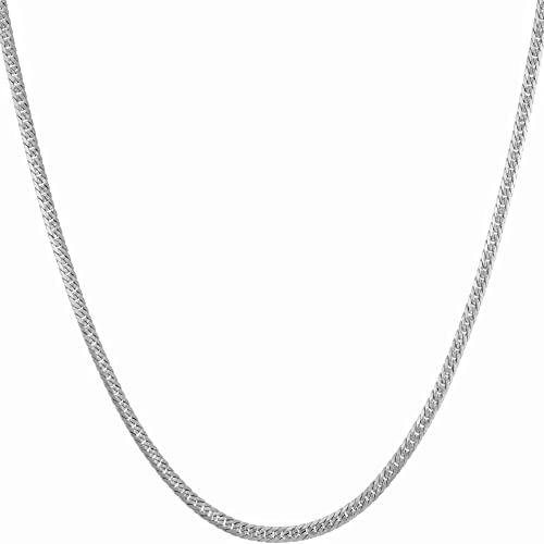 LIFETIME JEWELRY Crushed Herringbone Chain Necklaces for Women and Men 24k Gold Plated - color: White Gold, size: 24 inches, style: 2mm