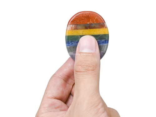Amazing Gemstone 7 Chakra Worry Stone Meditation Crystals and Healing Stones - color: 7 Chakra