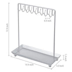 MyGift Silver Tone Metal Jewelry Stand Necklace Display Organizer with 20 Hooks and Ring Tray - color: Silver