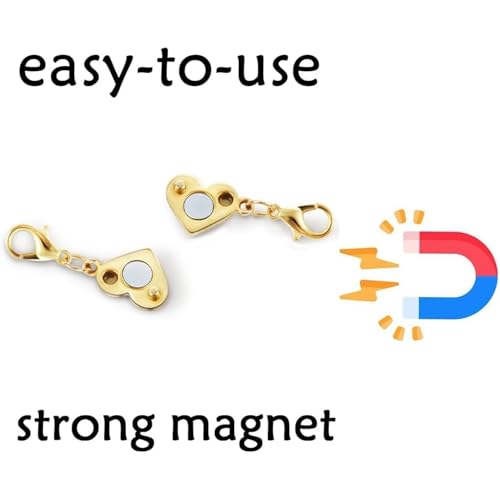 Magnetic Clasp Converter, Heart Design Lobster Clasps for Necklaces and Bracelets, Gold and Silver (2golden+2silvery) - color: 2golden+2silvery