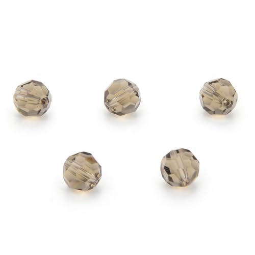 100pcs Adabele Austrian 4mm (0.16 Inch) Small Faceted Loose Round Crystal Beads Smoked Quartz Compatible with 5000 Swarovski Crystals Preciosa SS2R-421 - color: Smoked Quartz, size: 4mm Small (100pcs)