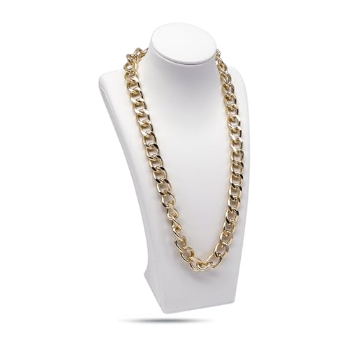 7.5" Jewelry Necklace Display Stand for Vendors - Mannequin Bust Chain Holder - Satin-Finish Faux Leather - Small (White) - color: White, size: 7.5" - Small