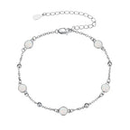HPQQ Anklet Bracelet for Women 925 Sterling Silver Natural Stone Chain Bead Ankle Bracelet Beach Summer Fine Jewelry Mothers Day Birthday Gifts for Women Mom Wife - color: Bracelet-7"-9"-Opal