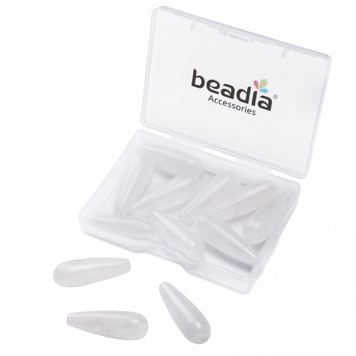 BEADIA Natural White Agate Teardrop Stone Beads 10x30mm 12pcs Dangle Earring Charm for DIY Jewelry Making - color: White Agate