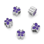 40pcs Purple Enamel Butterfly Symbol of Transformation Large Hole Animal Beads (Hole 4.5mm) Antique Silver for Earrings Bracelet Necklace Anklet Jewelry Making MEC-A12 - size: Butterfly (Enamel)