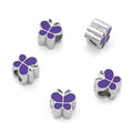 20pcs Purple Enamel Butterfly Symbol of Transformation Large Hole Animal Beads (Hole 4.5mm) Antique Silver for Earrings Bracelet Necklace Anklet Jewelry Making MEC-A12 - size: Butterfly (Enamel)