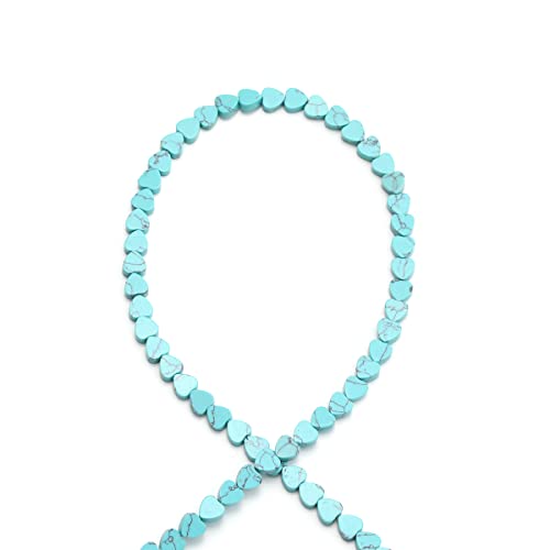 6mm Natural Turquoise Stone Beads Heart Shape Cute Fine Gems Spacer Beads Fit Jewelry Making DIY Exquisite Necklace Bracelet Accessory - color: Turquoise