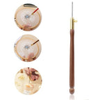 Tambour Hook with 3 Needles Wood Handle Embroidery Crochet Hook Kit for Beading Sequins DIY Sewing Accessories Needlework Tool Set Chain Stitch Embroidery Fabric Crafts Brown - color: Brown