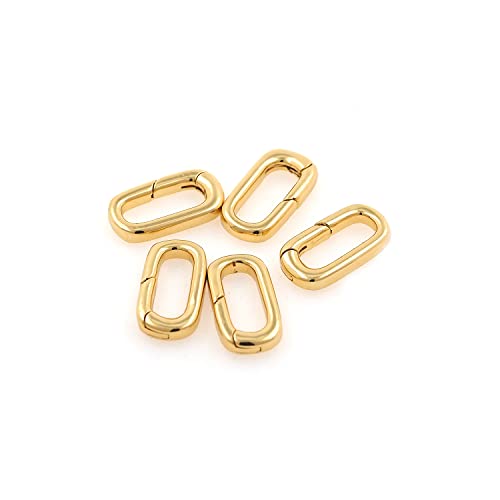 18K Gold Filled Oval Clasp Spring Claps Connector Carabiner Keychain for DIY Jewelry Finding Necklace Bracelet (Gold(9.5x19x3mm)) - color: Gold(9.5x19x3mm)