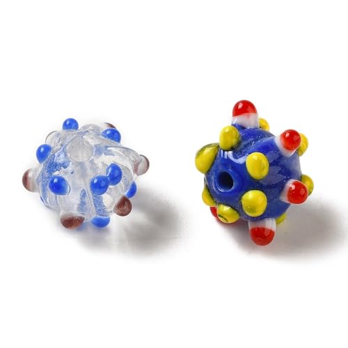 DanLingJewelry 50Pcs Handmade Bumpy Lampwork Glass Beads Colorful Round Bumpy Pumpkin Loose Beads for Bracelets Earrings Jewelry Making