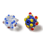 DanLingJewelry 50Pcs Handmade Bumpy Lampwork Glass Beads Colorful Round Bumpy Pumpkin Loose Beads for Bracelets Earrings Jewelry Making