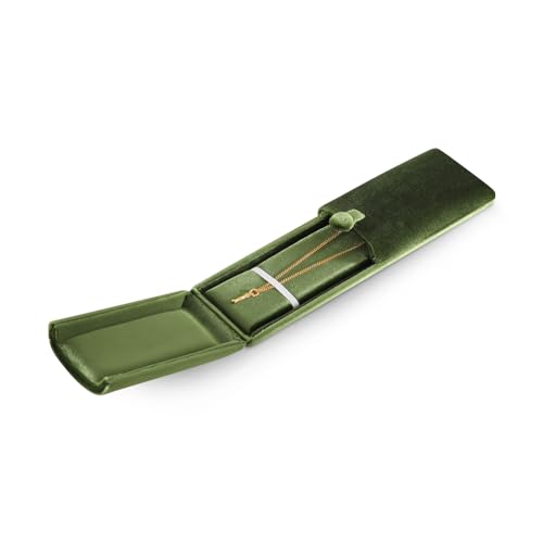 Resilient Velvet Long Jewelry Box for Necklace and Bracelet, Jewelry Organizer Holder for Women Girls Bridal, Pendant Necklace Storage Case for Travel Wedding Retail Display (Green) - color: Green, size: Long Chain Box