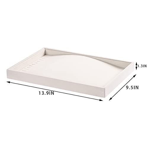 Pangkeep 14 Hooks Necklace Holder Organizer Tray,Beige Velvet Necklace Storage Jewelry Displays for Selling.