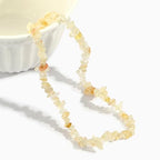 Raw Crystal Necklaces for Women 5-8mm Handmade Natural Stone Necklace Beaded Choker Necklace Healing Crystal Necklace Gemstone Necklace Raw Crystal Beaded Necklace for Her - style: Citrine