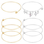 UNICRAFTALE 6Pcs 2 Colors Expandable Blank Bangle Bracelet Stainless Steel Adjustable Wire Bracelets Metal Wire Blank Bangles for DIY Bracelets Jewelry Making Holiday Day Gifts