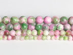 Yochus 40pcs 10mm Pink &Green Persian Jade Energy Healing Round Bulk Gemstone Beads for Jewelry Making Bracelet Necklace Earring DIY - color: pink&green, size: 10mm
