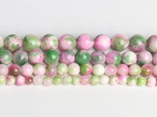 Yochus 40pcs 10mm Pink &Green Persian Jade Energy Healing Round Bulk Gemstone Beads for Jewelry Making Bracelet Necklace Earring DIY - color: pink&green, size: 10mm