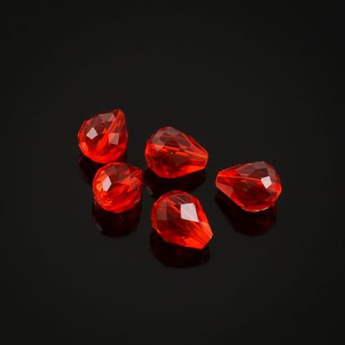 24pcs Adabele Austrian 8mm Faceted Teardrop Loose Crystal Beads Light Siam Red Compatible with 5500 Swarovski Crystals Preciosa SST-806 - color: Light Siam/Red, size: 8mm x 6mm - 24pcs