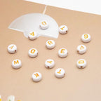 1000pcs 4x7mm Letter Beads, Acrylic Alphabet Beads A-Z Round Letter Beads for Friendship Bracelets Necklaces DIY Crafts Gifts Jewelry Making (White Gold) - color: White