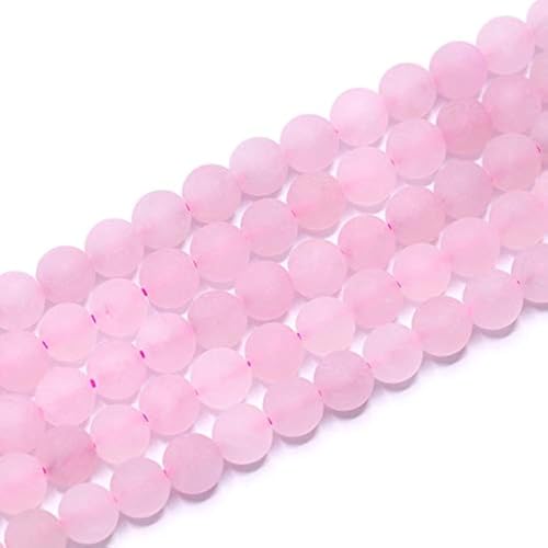 Natural Gemstone Loose Beads Matte Approxi 15.5 inch DIY Bracelet Necklace for Jewelry Making (8mm, Matte Rose Quartz) - color: Matte Rose Quartz, size: 8mm
