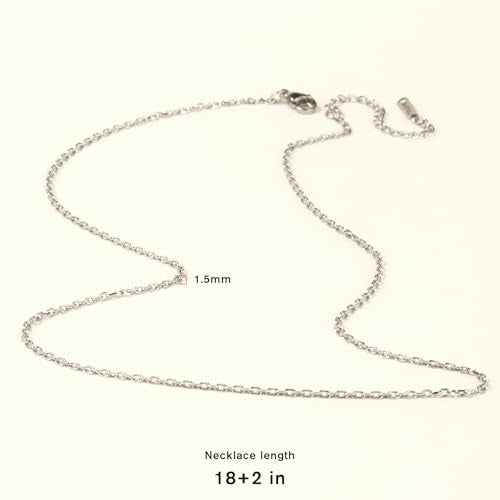 Cadikez 24PCS Stainless Steel Rolo Cable Chain Necklace Bulk, 2mm 18inch Stainless Steel Finished Oval Cable Link Chains for Necklace Jewelry Making - color: 2.0mm Stainless Steel