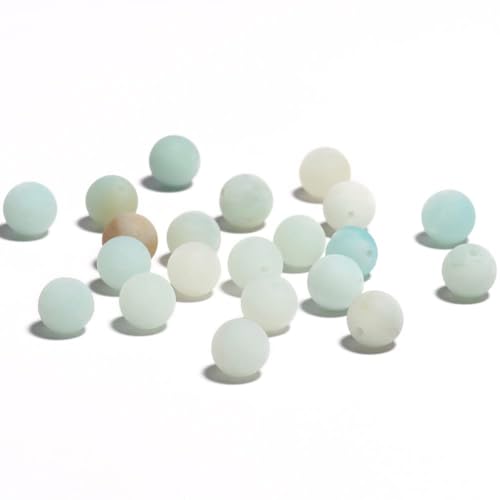 36pcs Natural Matte Amazonite Gemstone Beads，10mm Frosted Round Loose Stone Beads for Jewelry Making Earring Bracelet Necklace DIY Crafts - color: Amazonite, size: 10mm