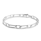 LeCalla Handmade Sterling Silver Mens Bracelets | Solid Italian 925 Chain Bracelets | Classic Designs Chain Bracelets for Men | Men's Silver Bracelet Gift for Dad, Boyfriend, Son - style: 8.5" Rectangle Links