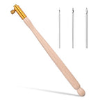 Tambour Embroidery Micro Crochet Hook Wood Handle with 3 Needles Tambour Crochet Hooks Embroidery Kit Beads Latch Beaded Needle French Drum Hooks for Sequin Beading Knitting DIY Sewing
