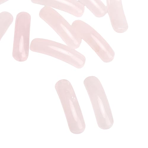 BEADIA Curved Rose Quartz Stone Beads 36x10mm 4pcs for DIY Bracelet Jewelry Making - color: Rose Quartz