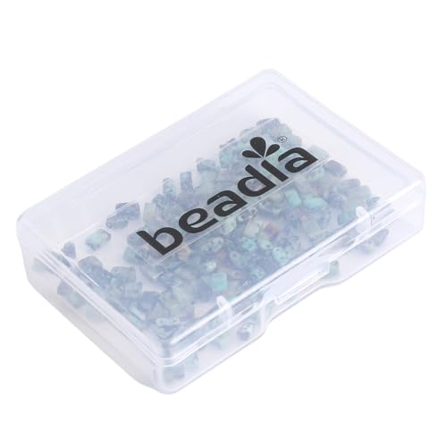 Beadia Natural African Turquoise Stone Tila Beads 5x2mm Rectangle 2-Hole Spacer Beads for DIY Bracelet Earring Making 15"/Strand - color: African Turquoise, size: 5x2mm