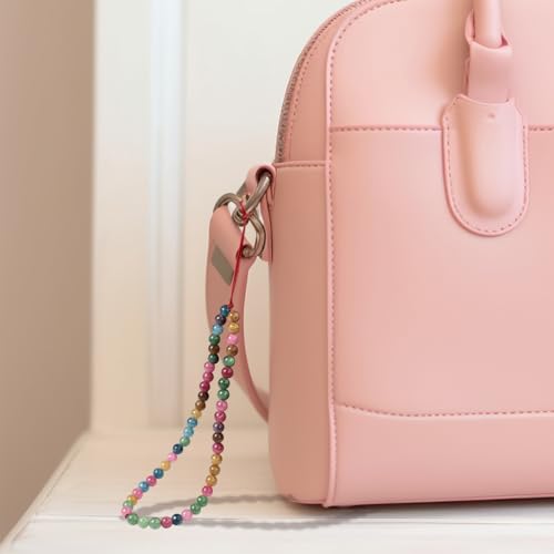 Semi-Precious Gem Stones Beaded Phone Charm Cell Phone Lanyard Wrist Strap Handmade Natural Gemstone Phone Chain string - color: Tourmaline