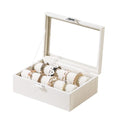 Bracelet Display Holder with Rods for Bangles Watches, Jewelry Organizer Box Storage Case with Clear Lid (Beige) - color: Beige