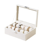 Bracelet Display Holder with Rods for Bangles Watches, Jewelry Organizer Box Storage Case with Clear Lid (Beige) - color: Beige