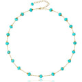 AGOT Beaded Gemstone Necklace for Women: Boho Bead Choker Natural Stone Necklaces - Handmade Jewelry for Summer Beach - color: Green2